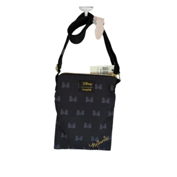NWTLoungefly Disney Minnie Mouse Icon Passport Crossbody Black Gold Fashion Diva - Picture 2 of 5